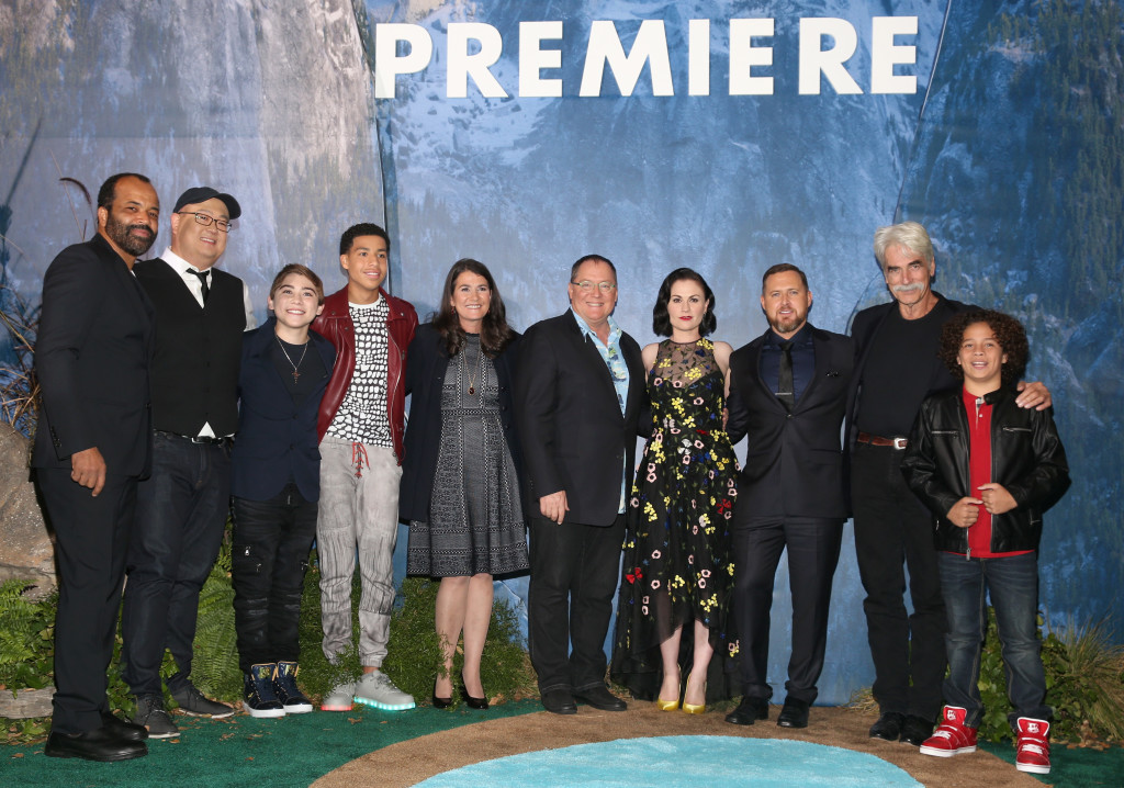HOLLYWOOD, CA - NOVEMBER 17: (L-R) Actor Jeffrey Wright, director Peter Sohn, actors Raymond Ochoa and Marcus Scribner, producer Denise Ream, executive producer John Lasseter and actors Anna Paquin, A.J. Buckley, Sam Elliott and Jack Bright attend the World Premiere Of Disney-Pixar's THE GOOD DINOSAUR at the El Capitan Theatre on November 17, 2015 in Hollywood, California. (Photo by Jesse Grant/Getty Images for Disney) *** Local Caption *** Jeffrey Wright; Peter Sohn; Raymond Ochoa; Denise Ream; John Lasseter; Anna Paquin; Sam Elliott; Jack Bright; Marcus Scribner; A.J. Buckley